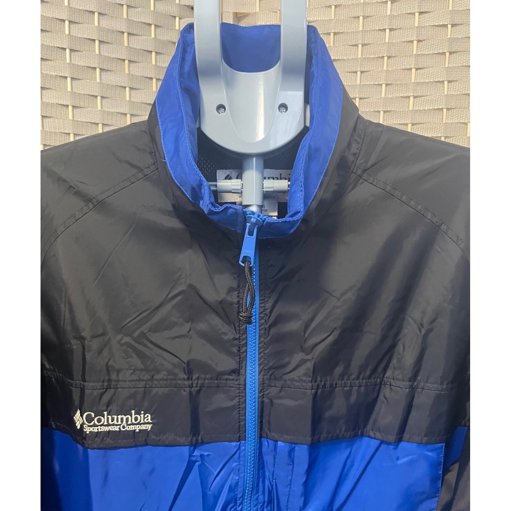 Columbia Sportswear Mens Blue Black Packable Windbreaker Jacket Full Zip Size L - Picture 2 of 11